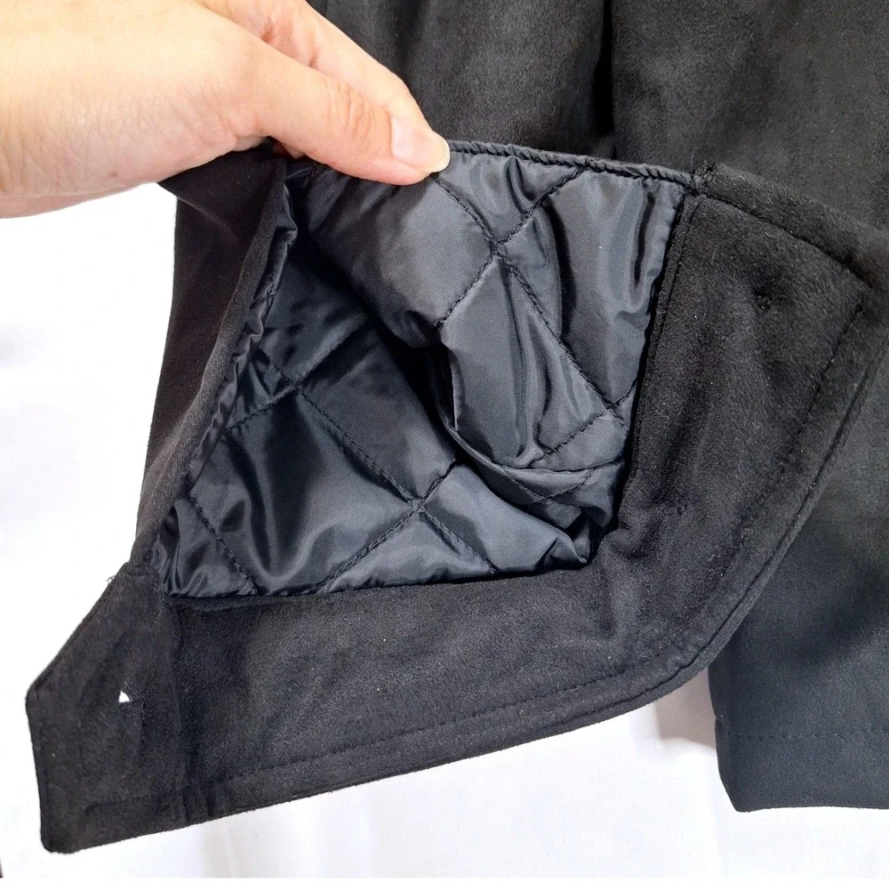 Robert Graham Vegan Suede‎ Field Jacket Men XL Black Quilted RG-132 Shacket NWT